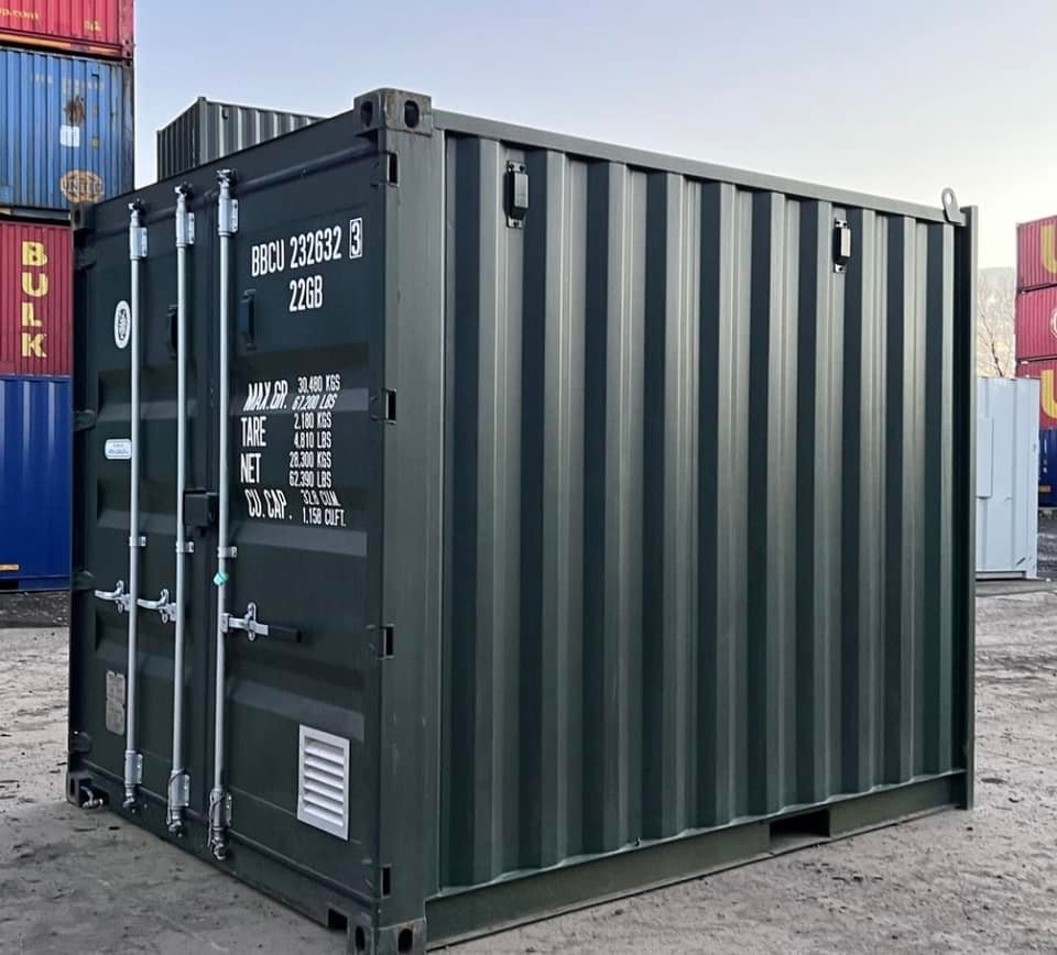 10ft x 8ft Shipping Container (One Trip) Green (RAL 6007)
